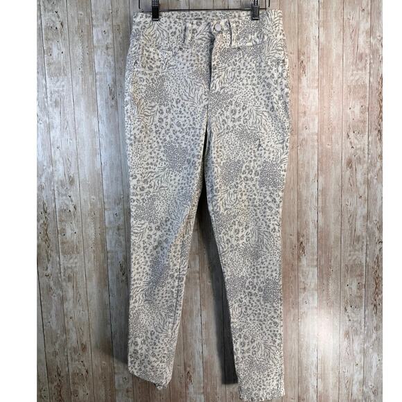 Seven7 Skinny Jeans Womens 6 Ivory Gray Leopard Animal Print Curvy Stretch Denim - Picture 1 of 11
